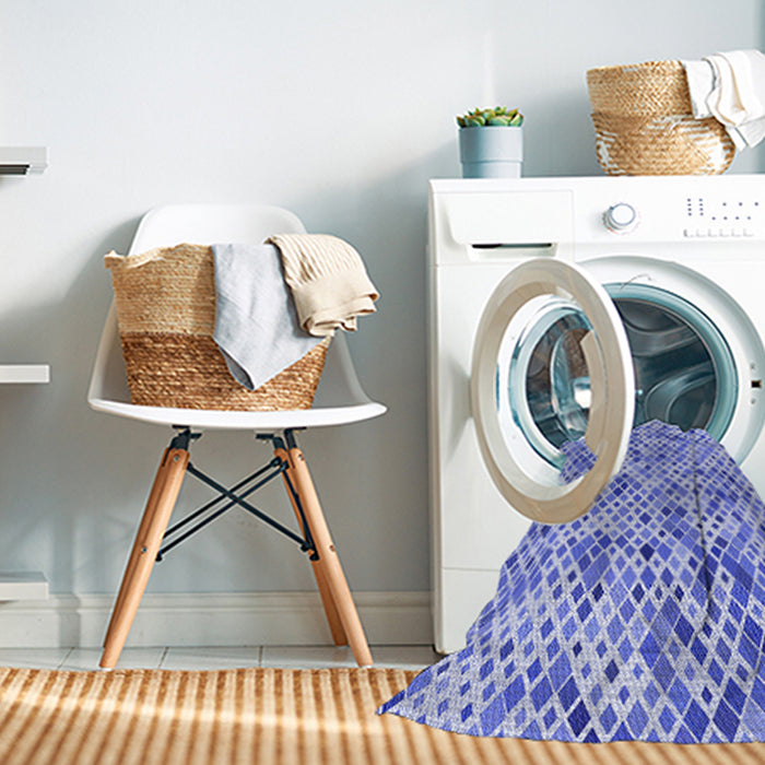 Machine Washable Transitional Blue Rug in a Washing Machine, wshpat2771blu