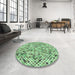 Round Patterned Green Rug in a Office, pat2771grn