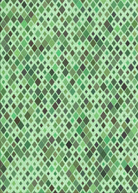 Machine Washable Transitional Green Rug, wshpat2771grn