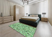 Patterned Green Rug in a Bedroom, pat2771grn