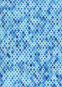 Machine Washable Transitional Neon Blue Rug, wshpat2771lblu