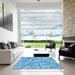 Square Patterned Neon Blue Rug in a Living Room, pat2771lblu