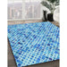 Machine Washable Transitional Neon Blue Rug in a Family Room, wshpat2771lblu