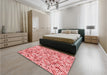 Round Machine Washable Transitional Pink Rug in a Office, wshpat2771rd