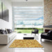 Machine Washable Transitional Chrome Gold Yellow Rug in a Kitchen, wshpat2771yw