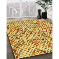 Patterned Chrome Gold Yellow Rug, pat2771yw