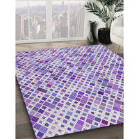 Patterned Purple Violet Purple Modern Rug, pat2771