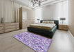 Patterned Purple Violet Purple Modern Rug in a Bedroom, pat2771