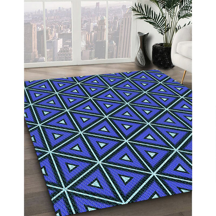 Patterned Silk Blue Rug in Family Room, pat2772lblu