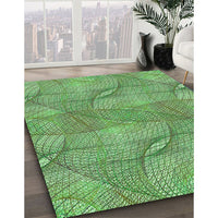 Patterned Dark Lime Green Rug, pat2773grn