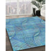 Patterned Diamond Blue Rug in Family Room, pat2773lblu