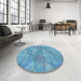 Round Patterned Diamond Blue Rug in a Office, pat2773lblu