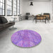 Round Patterned Bright Lilac Purple Rug in a Office, pat2773pur