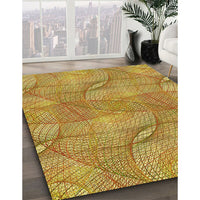 Patterned Golden Brown Yellow Rug, pat2773yw