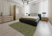 Patterned Olive Green Rug in a Bedroom, pat2774grn