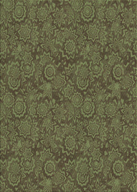 Machine Washable Transitional Olive Green Rug, wshpat2774grn