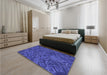 Patterned Cobalt Blue Rug in a Bedroom, pat2775blu