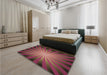 Patterned Petra Gold Brown Rug in a Bedroom, pat2776brn