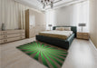 Patterned Dark Lime Green Rug in a Bedroom, pat2776grn