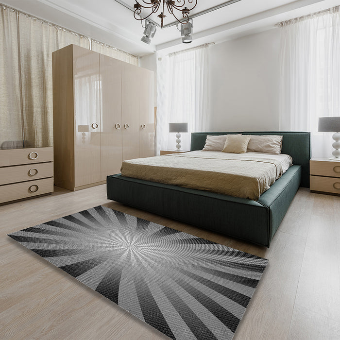 Patterned Gray Rug in a Bedroom, pat2776gry