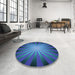 Round Patterned Blue Ivy Blue Rug in a Office, pat2776lblu