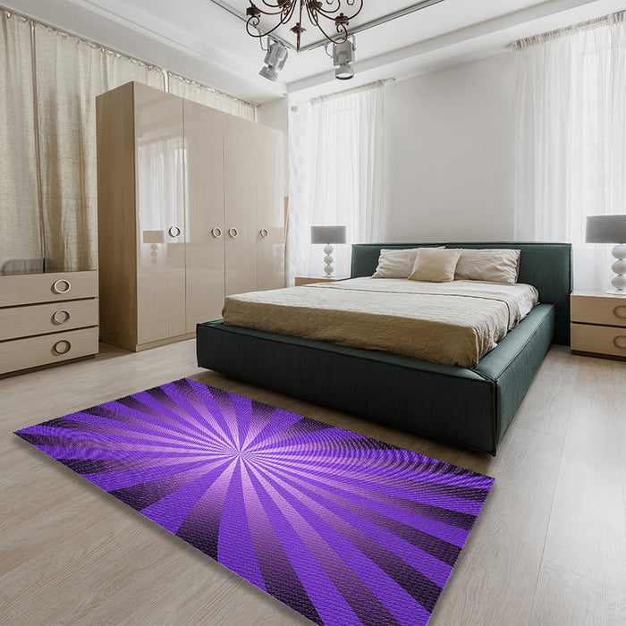 Patterned Jasmine Purple Rug in a Bedroom, pat2776pur