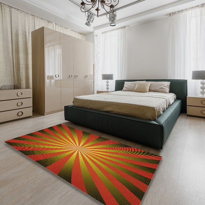 Patterned Red Rug in a Bedroom, pat2776yw