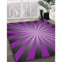 Patterned Dark Violet Purple Modern Rug, pat2776