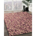 Patterned Cherry Red Rug in Family Room, pat2777brn