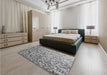 Patterned Cloud Gray Rug in a Bedroom, pat2777gry