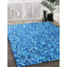 Patterned Blue Rug in Family Room, pat2777lblu