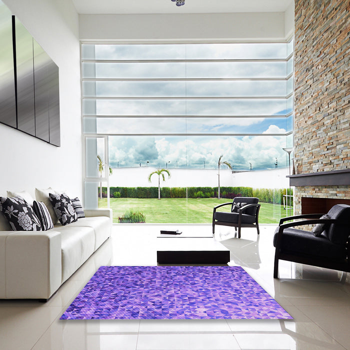 Square Patterned Purple Rug in a Living Room, pat2777pur