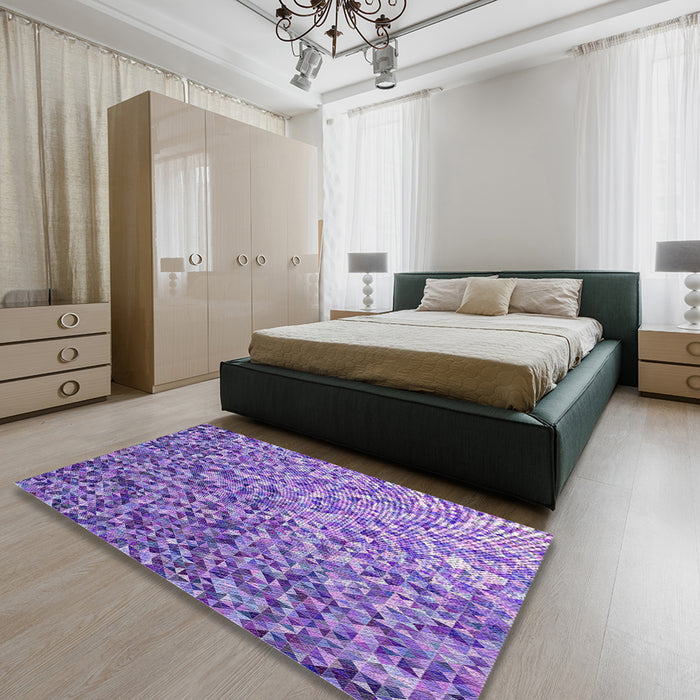 Machine Washable Transitional Amethyst Purple Rug in a Bedroom, wshpat2777