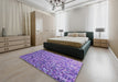 Patterned Purple Modern Rug in a Bedroom, pat2777