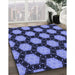 Patterned Sky Blue Rug in Family Room, pat2778blu