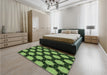 Patterned Dark Forest Green Rug in a Bedroom, pat2778grn