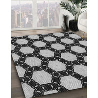 Patterned Charcoal Black Rug, pat2778gry