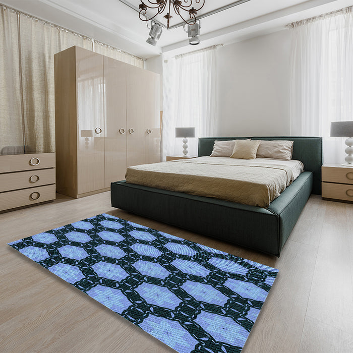 Patterned Crystal Blue Rug in a Bedroom, pat2778lblu