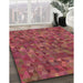 Machine Washable Transitional Crimson Red Rug in a Family Room, wshpat2779brn