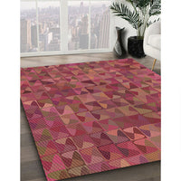 Patterned Crimson Red Rug, pat2779brn