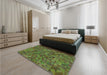 Patterned Green Rug in a Bedroom, pat2779grn