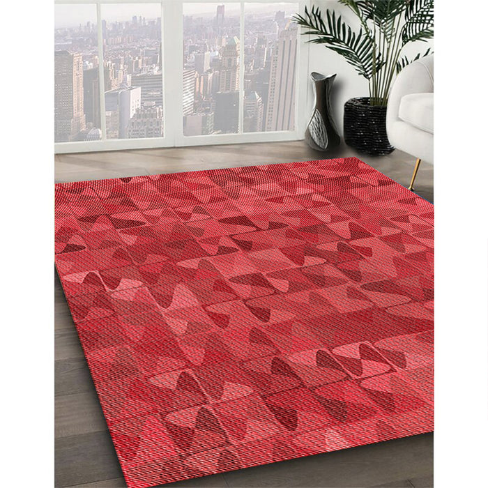 Patterned Red Rug in Family Room, pat2779rd