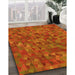 Patterned Neon Orange Rug in Family Room, pat2779yw