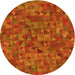 Square Patterned Neon Orange Rug, pat2779yw