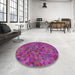 Round Patterned Violet Red Pink Novelty Rug in a Office, pat2779