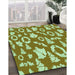 Patterned Dark Yellow Green Rug in Family Room, pat278grn