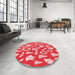 Round Patterned Light Coral Pink Rug in a Office, pat278rd