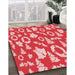 Patterned Light Coral Pink Rug in Family Room, pat278rd
