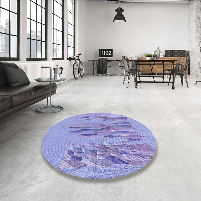 Round Patterned Medium Slate Blue Rug in a Office, pat2780blu