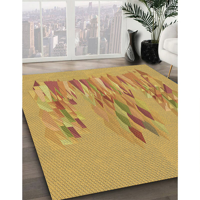 Machine Washable Transitional Deep Yellow Rug in a Family Room, wshpat2780brn
